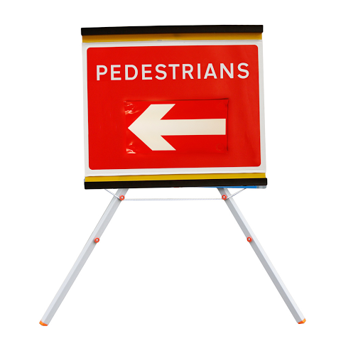 Sign Roll-up 600 x 450mm Pedestrians Left/Right Sign Roll-up 600 x 450mm Pedestrians Left/Right
