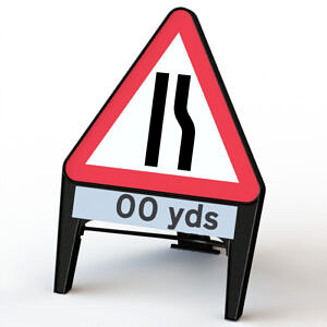 Q Sign Road Narrows Right